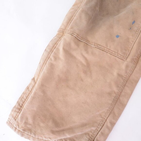 '06 Carhartt Distressed W/ Paint Splatter Tan Quilt Lined Overalls 40x36 USA - Picture 11 of 15